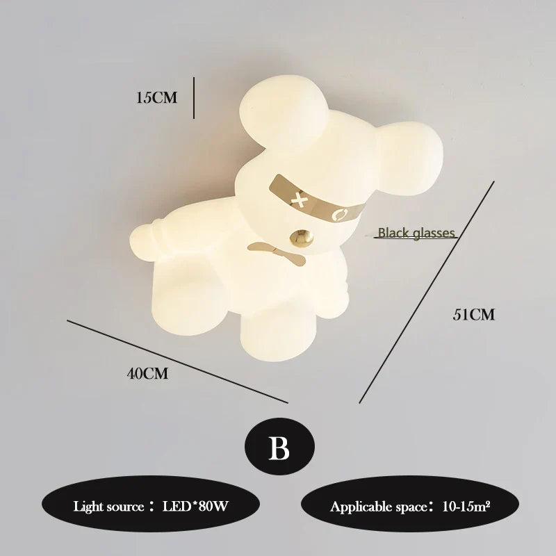 plafonnier ours blanc design moderne pour chambre d'enfant