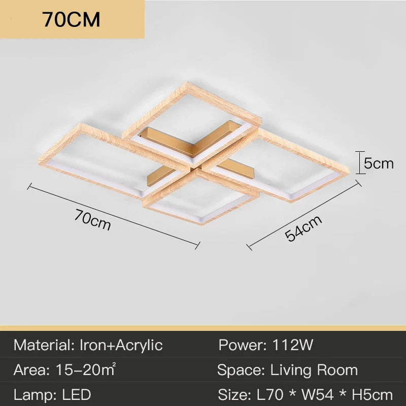 plafonnier led design moderne en métal et bois élégant