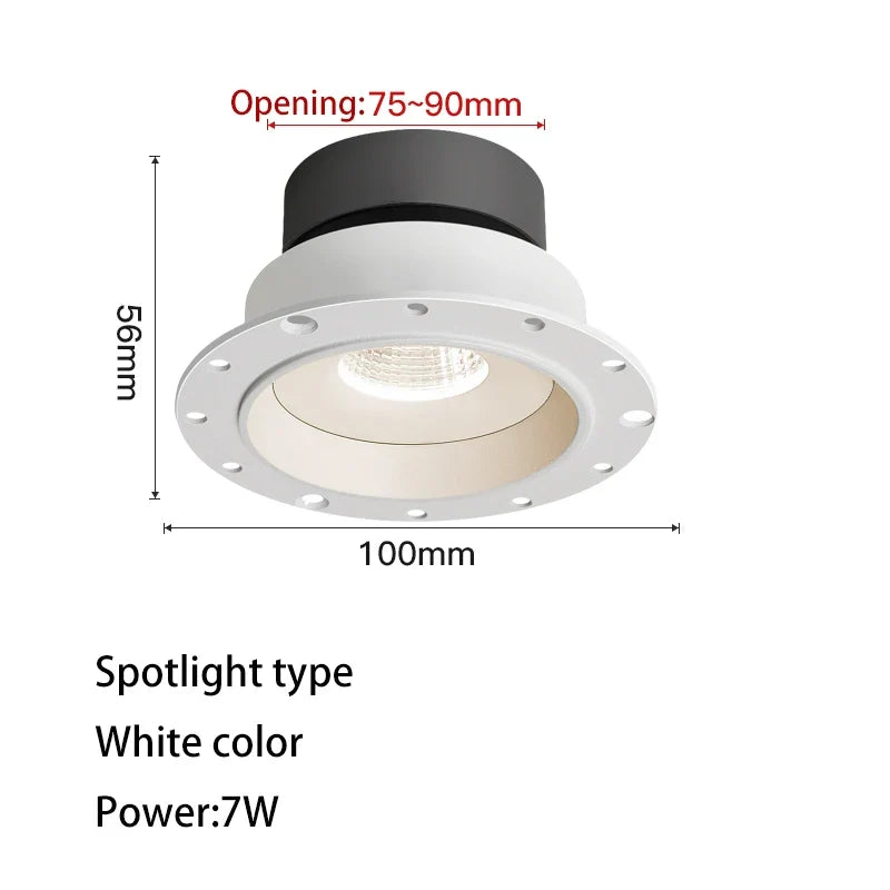 spot led ultra fin sans cadre anti-éblouissement pour maison