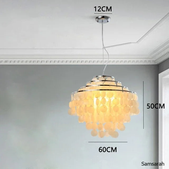 lustre nordique en coquillage avec luminaire à led