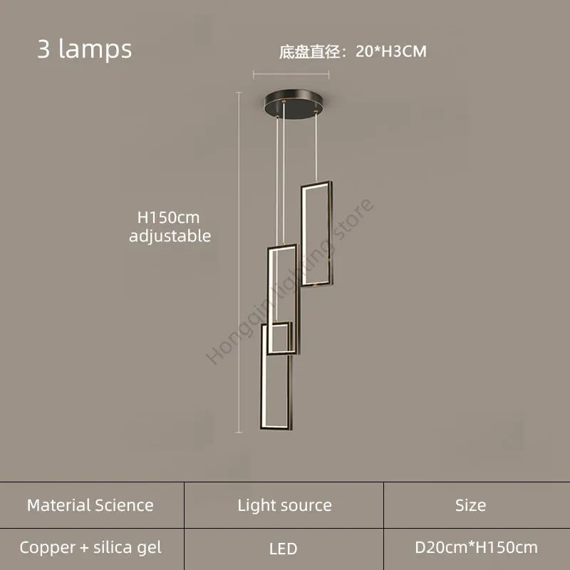 lustre moderne en cuivre avec éclairage LED design élégant