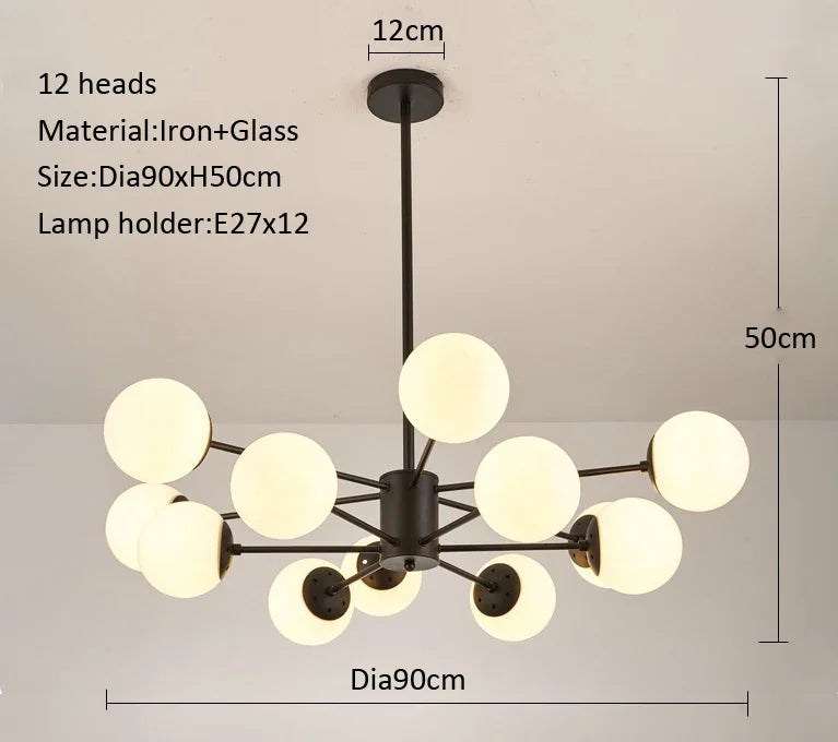 lustre moderne en verre pour intérieur lumineux