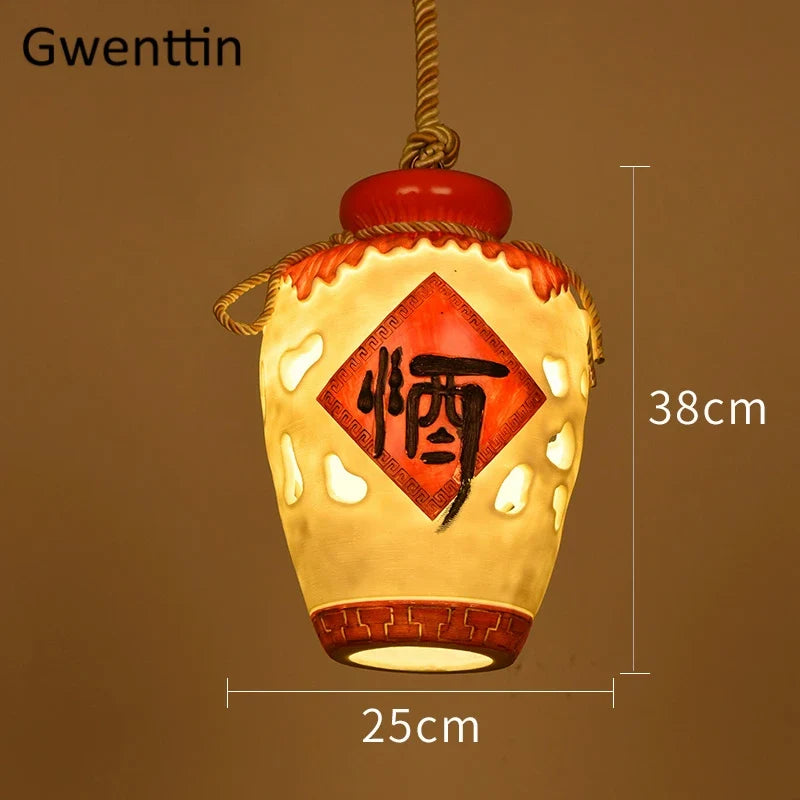 suspension pot à vin style chinois pour décoration intérieure