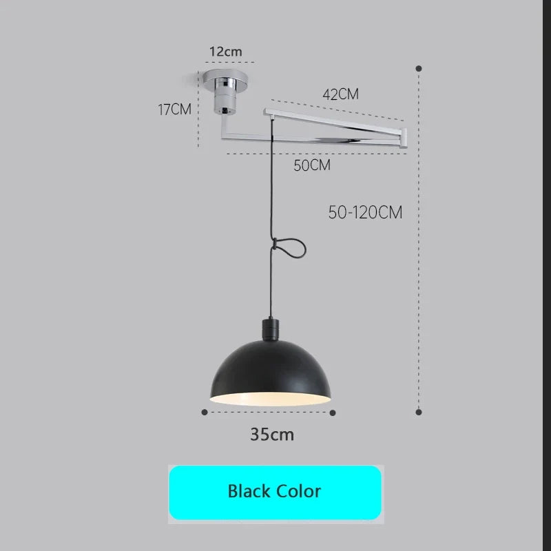 Suspension extensibles nordiques LED blanc noir Chrome abat-jour bras oscillant suspension pour salon Table à manger décor