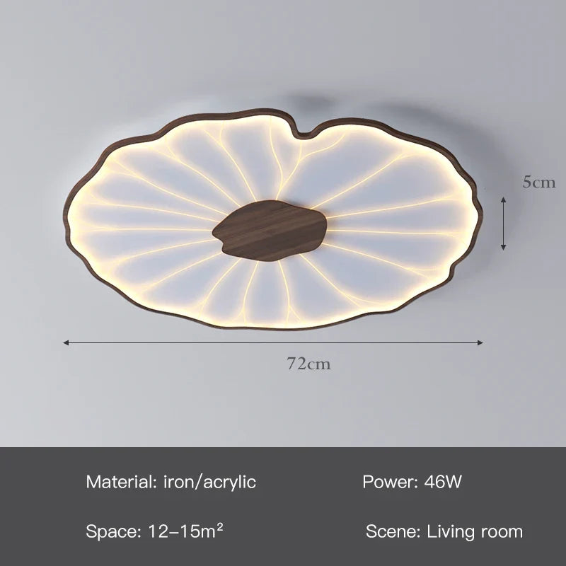 plafonnier moderne à grain de bois pour salon chambre à coucher étude crèche pour enfants conception de feuille de lotus lustre à LED en métal