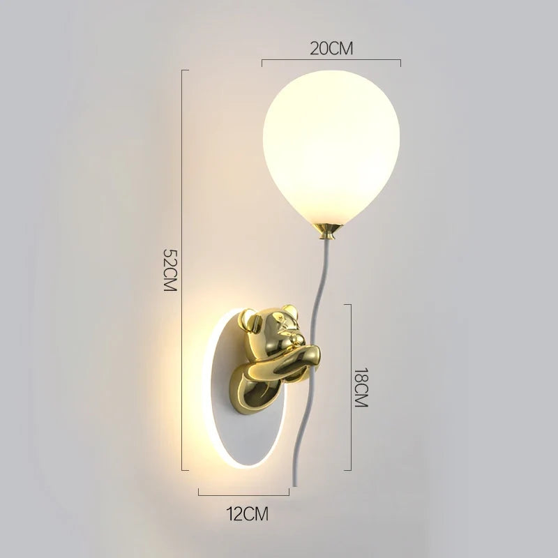 Creative and personalized cartoon children's room, bedroom, bedside wall lamp, artistic bear atmosphere wall light fixture