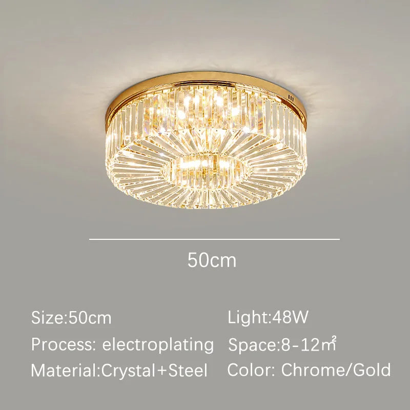Or Lustre moderne éclairage décoration de la maison de luxe cristal salon plafonnier Dimmable Lustre anneau luminaire LED