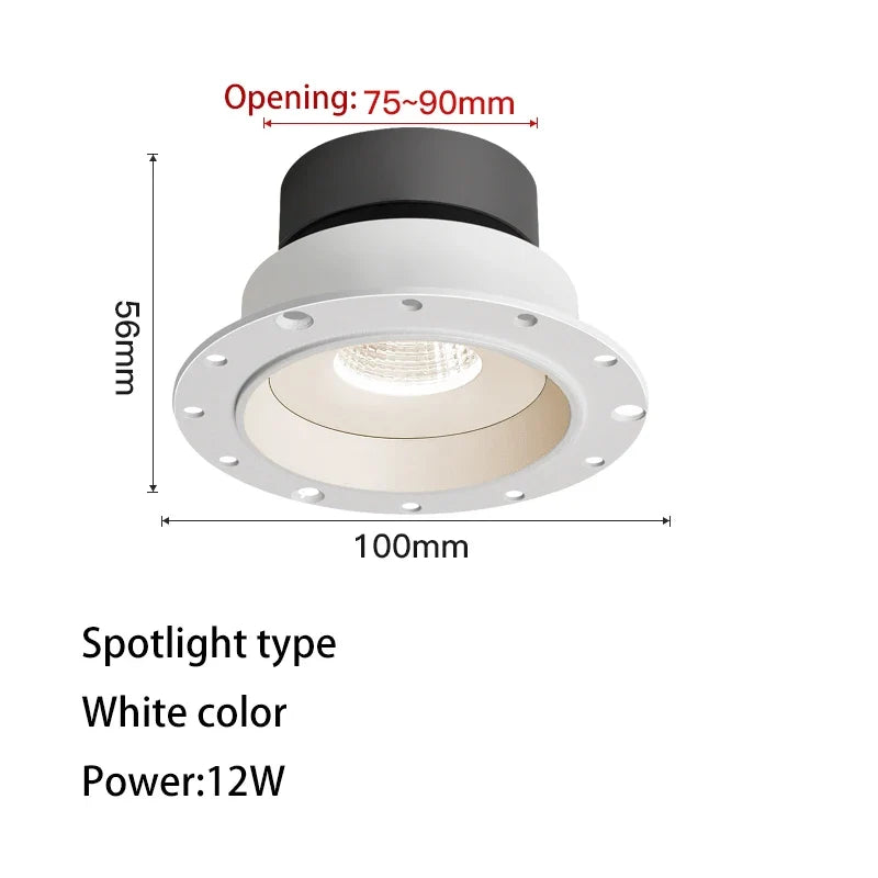 spot led ultra fin sans cadre anti-éblouissement pour maison