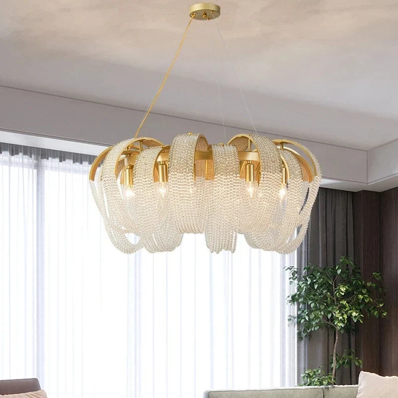 lustre en cristal de luxe pampilles modèle 	 pour hôtel
