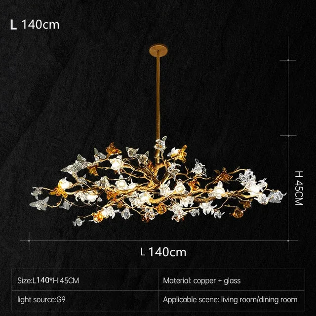 lustre retro en cuivre style chinois en forme de branche
