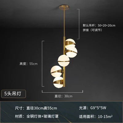 lustre nordique en cuivre design pour éclairage intérieur créatif