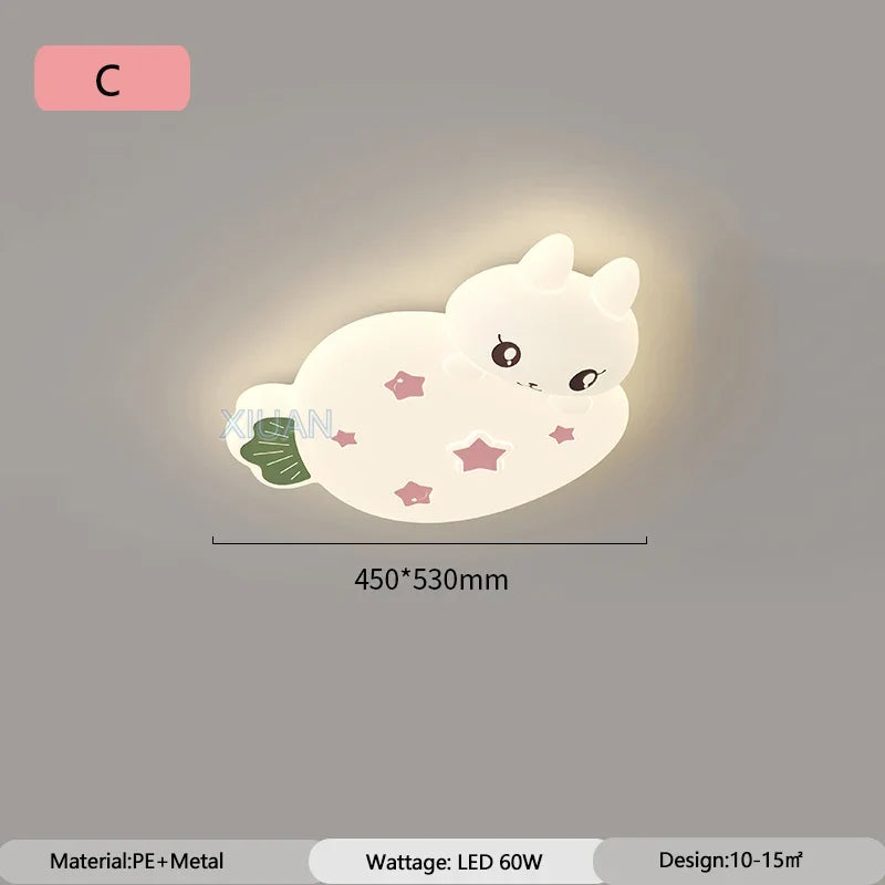plafonnier lapin aux fraises pour chambre d'enfant décoration lumineuse