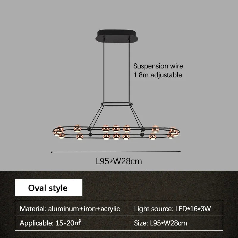 lustre led moderne en forme de haricot pour salon luxueux