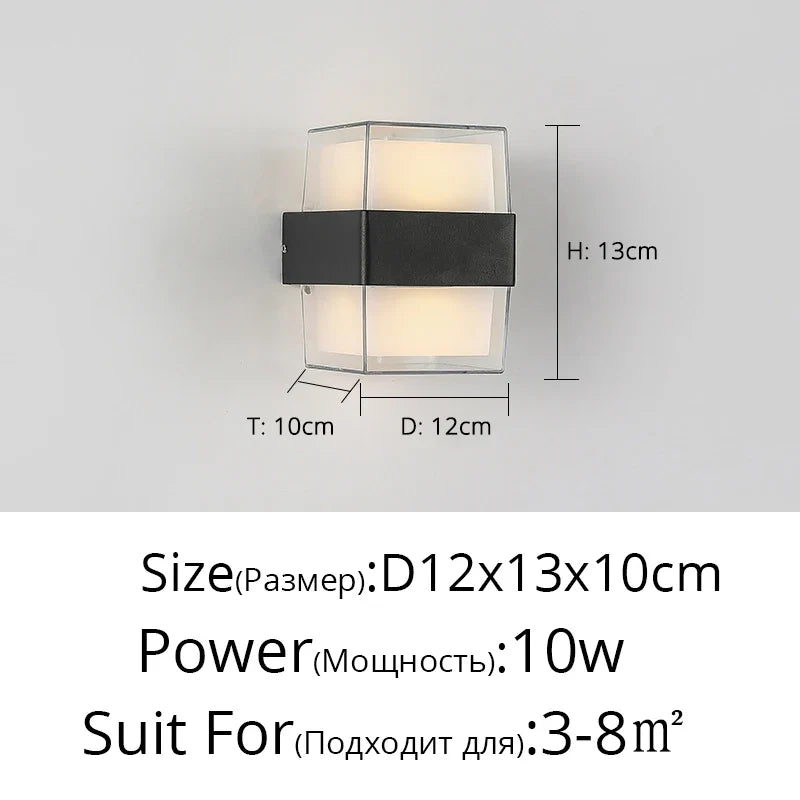 applique murale led résistantes à l'humidité pour décoration extérieure rurale