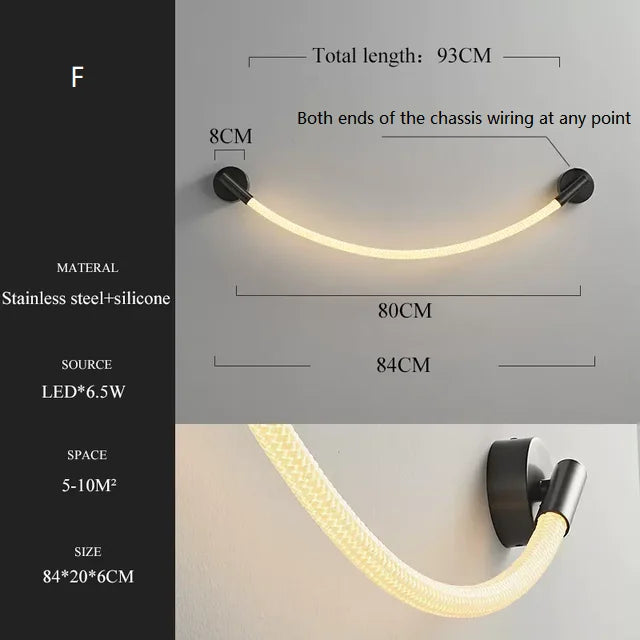 applique murale led minimaliste en fibre tissée en silicone souple