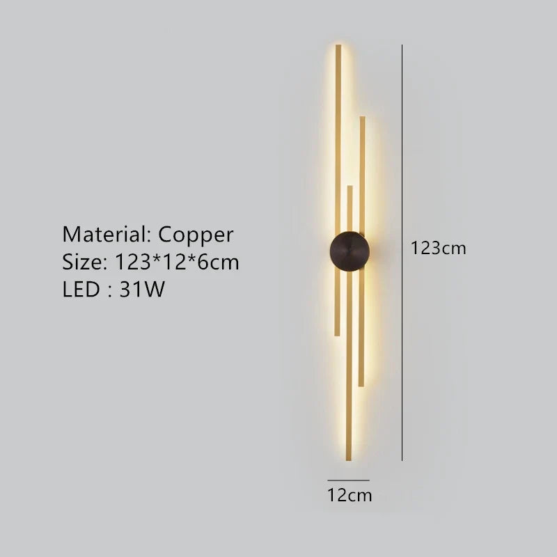 applique murale led minimaliste en laiton pour restaurant
