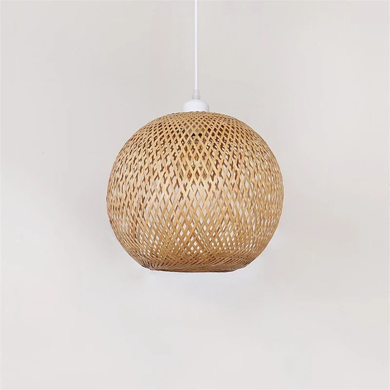 lustre moderne nordique en bambou tissé à la main led