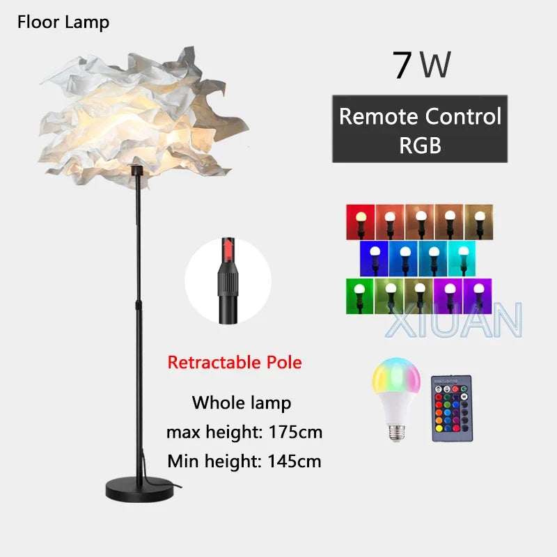 lampadaire créatif en papier avec poteau rétractable pour hôtel