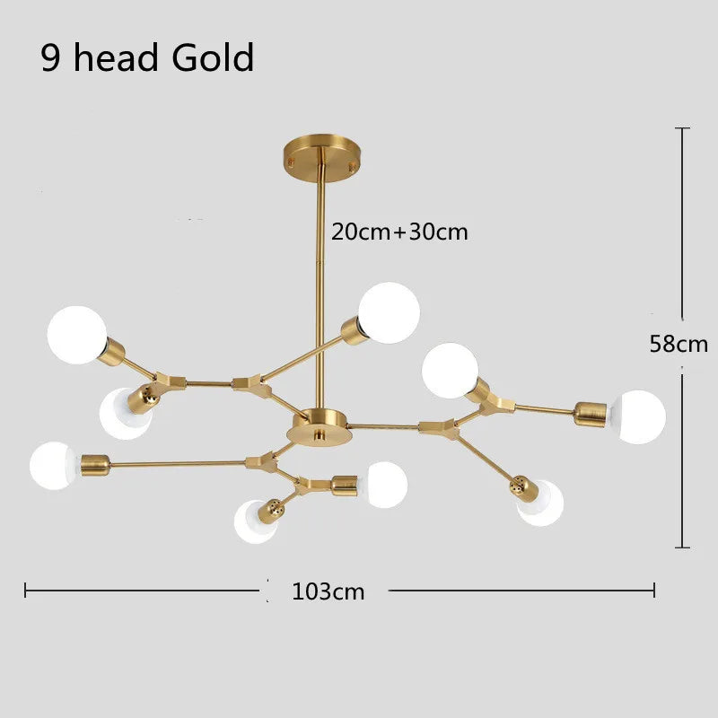 lustre moderne spoutnik satellite lampe suspendue 3 6 9 branches