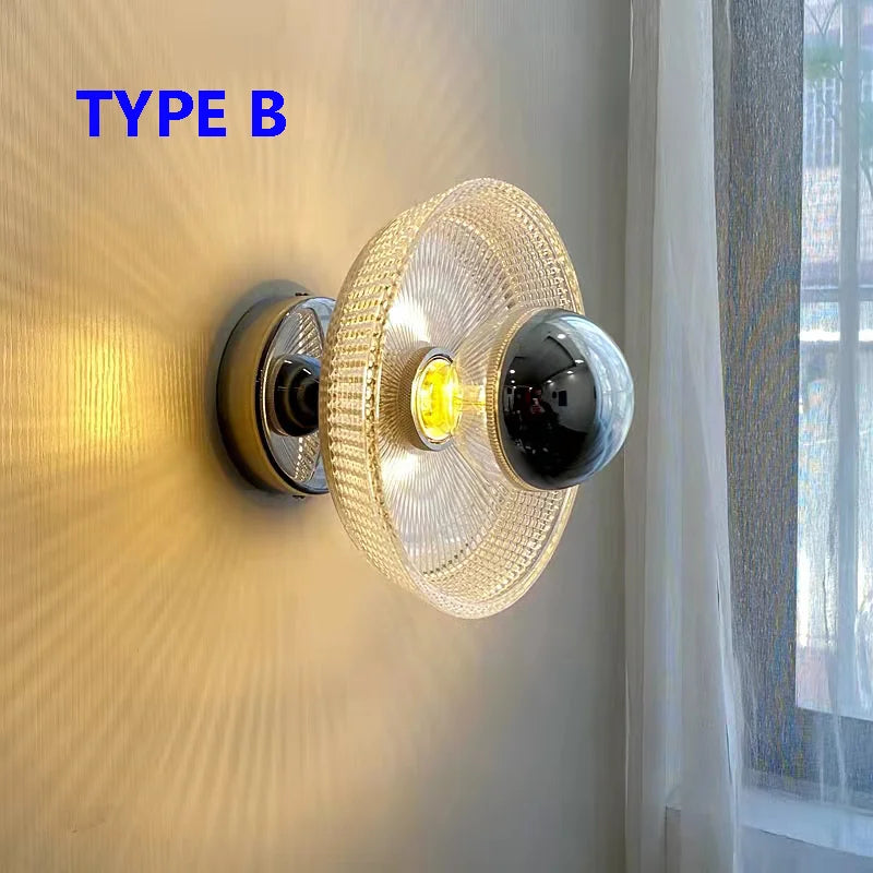 applique murale morden en verre français rétro médiéval avec led