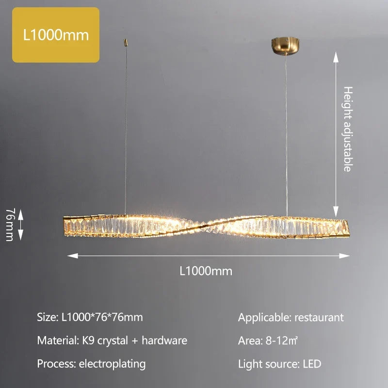 lustre en cristal doré design postmodernes avec éclairage led