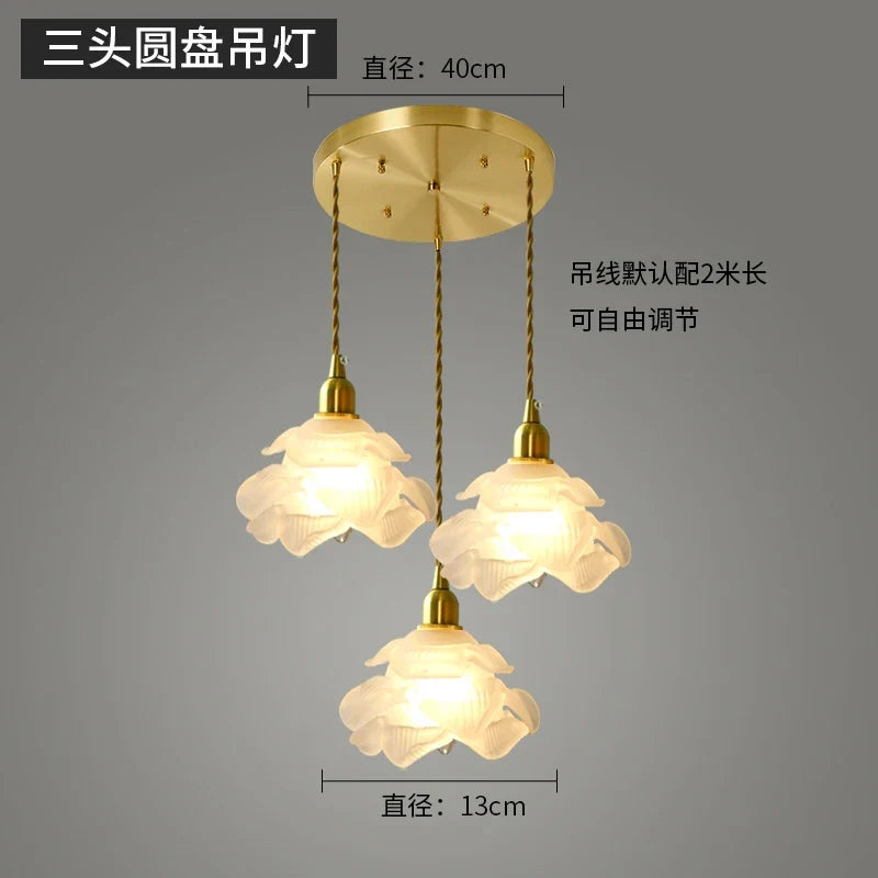 suspension rétro à pétales en laiton et verre pour décoration intérieure