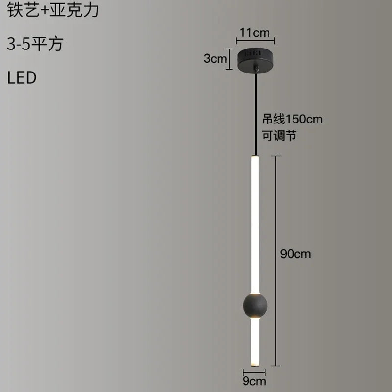 lustre à barre longue suspension avec éclairage led