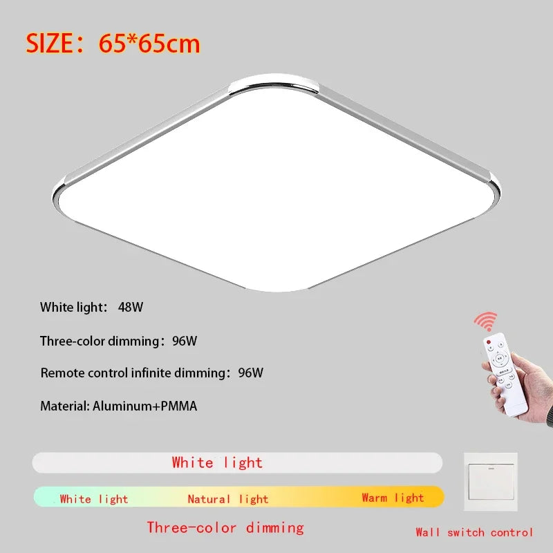 Modern Living Room Light 2024 Ultra Thin LED Ceiling Light Remote Control Dimming Restaurant Bedroom Balcony Panel Light