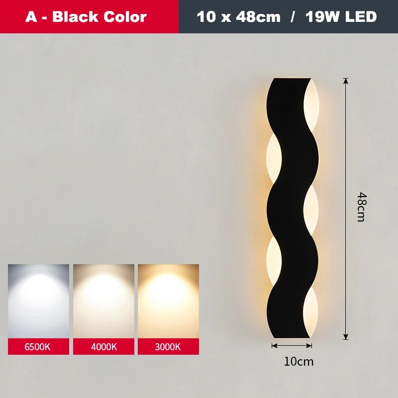 Applique murale LED moderne en forme de vague pour couloir intérieur