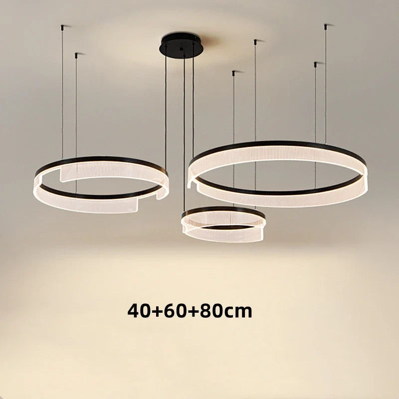 lustre à led circulaire en aluminium et acrylique pour intérieur décoratif