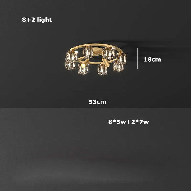 lustre en cuivre et cristal pour décoration moderne 2024