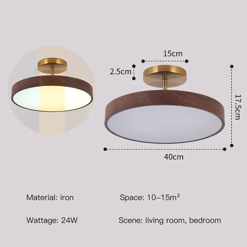 plafonnier moderne rond imitation bois pour intérieur élégant