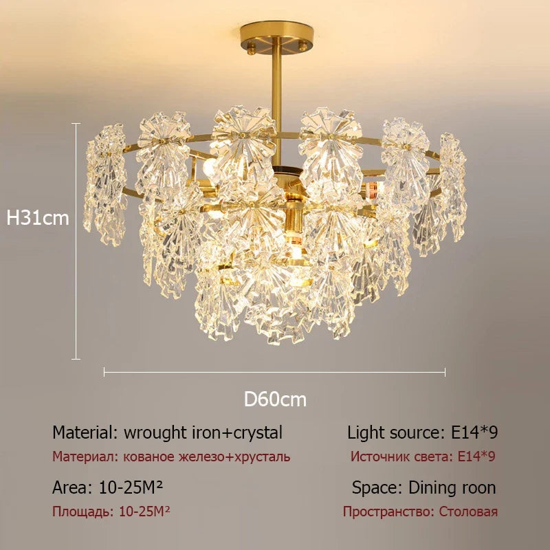 lustre moderne en cristal avec fleurs luminaire suspendu