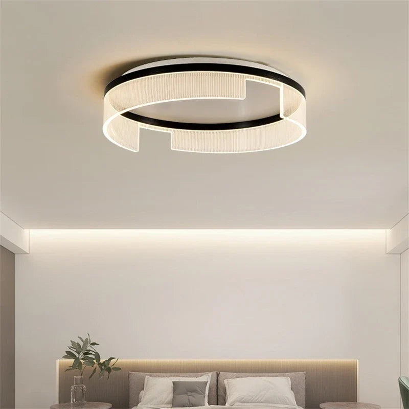 plafonnier led moderne rond en métal et acrylique pour intérieur