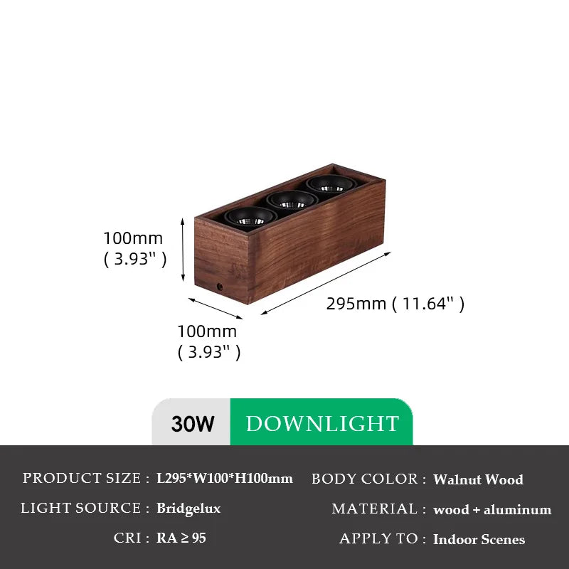 Walnut Wood Square Box, Simple Modern Wabi-sabi style, Spotlights and downlights for Bedroom, Bedside, Living, Dining Room
