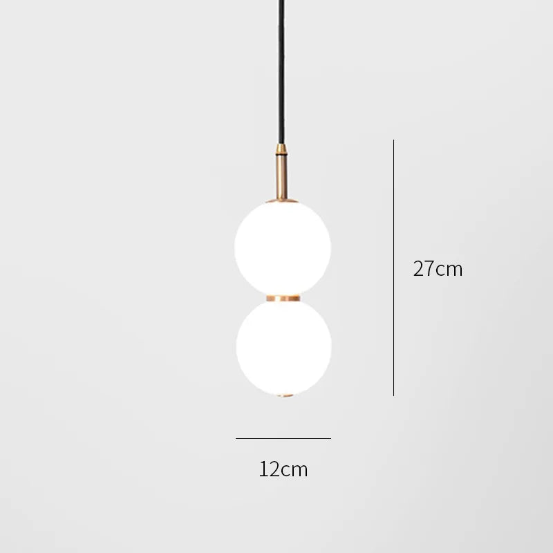 Nordic Glass Chandelier Double Balls Pendant Light Suspension Hanging Lamp for Kitchen Dining Room