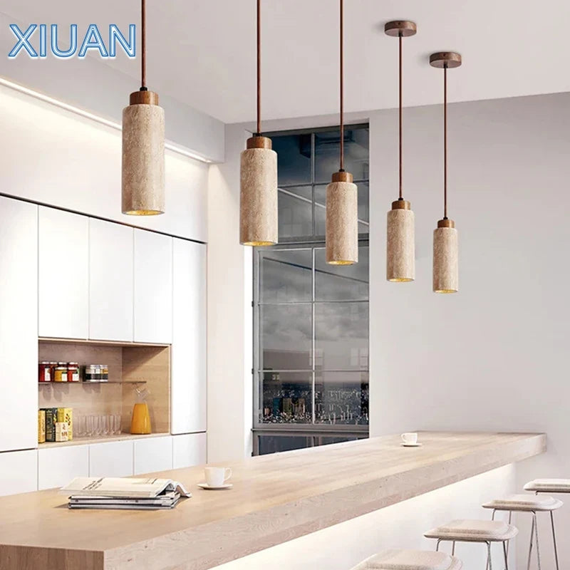 lustre led en pierre de grotte style wabi-sabi