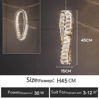 lustre led moderne en cristal de luxe adapté à l'intérieur