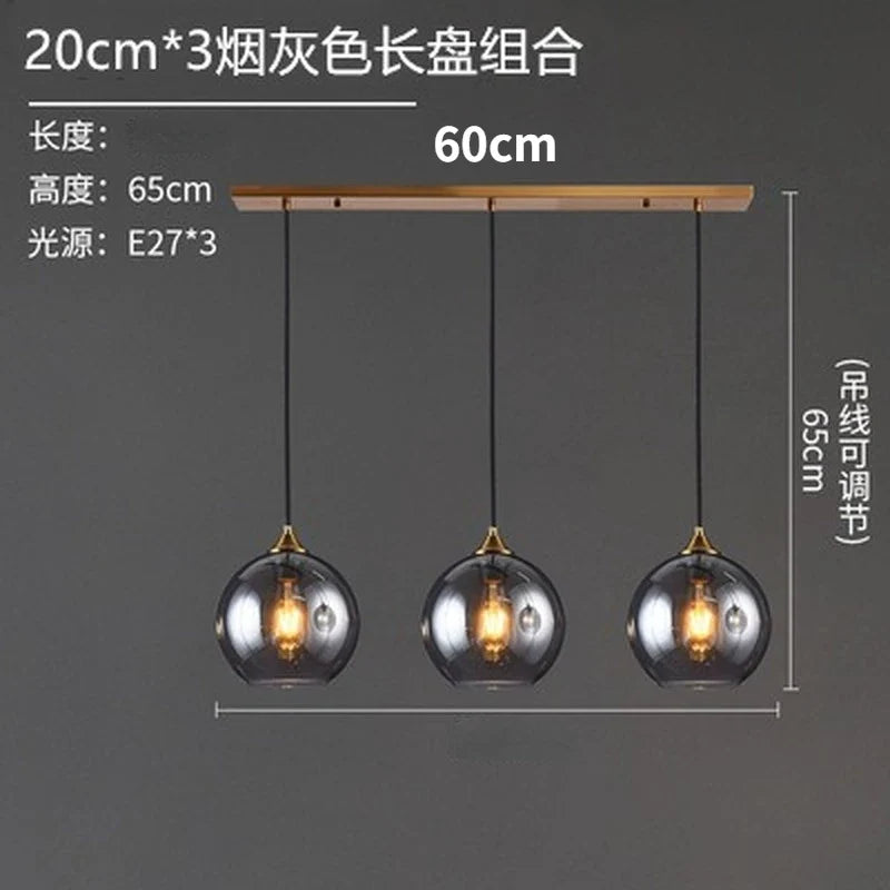 lustre nordique en verre fumé suspension simple luxe