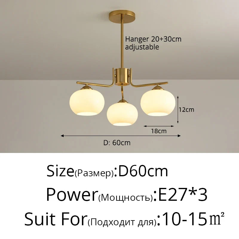 lustre nordique simple en verre blanc pour décoration de plafond