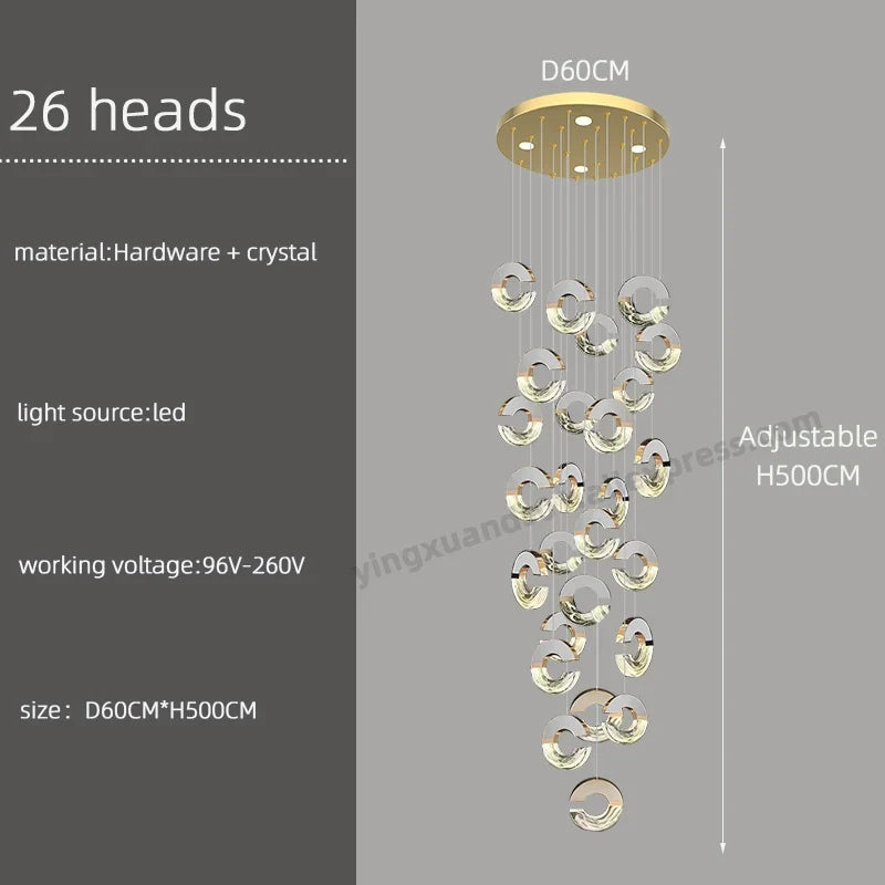 lustre moderne en cristal design loft pour éclairage minimaliste