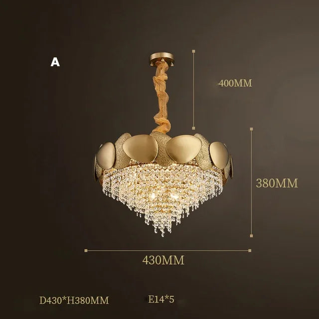 lustre moderne en cristal avec pampilles et led