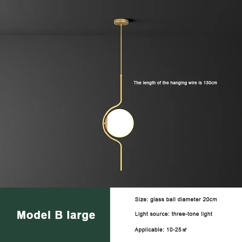 lustre led moderne minimaliste en verre pour hôtel
