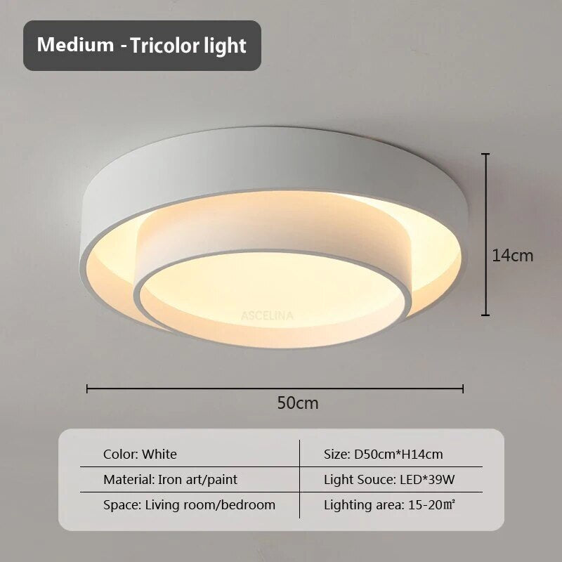 Plafonnier moderne led minimaliste blanc double rond