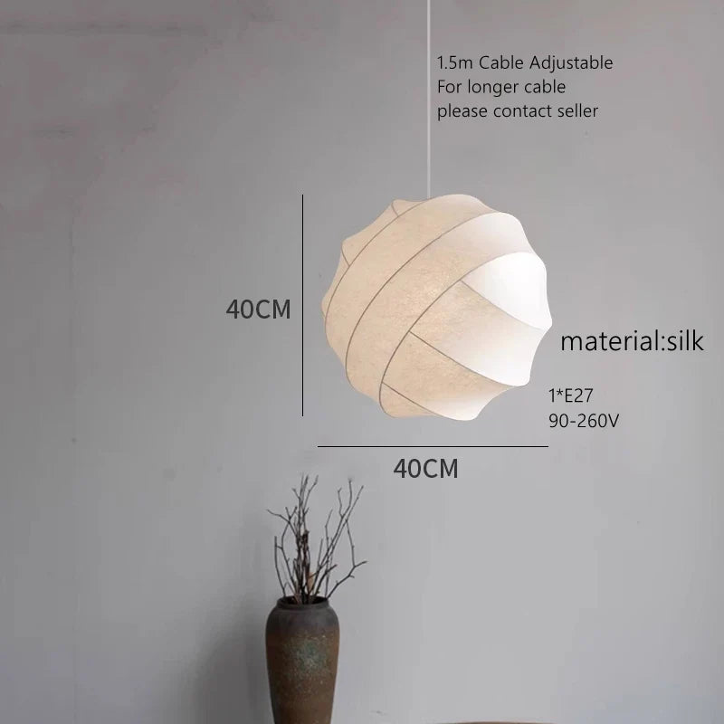 Lustre boule design en tissu style soie fait à la main