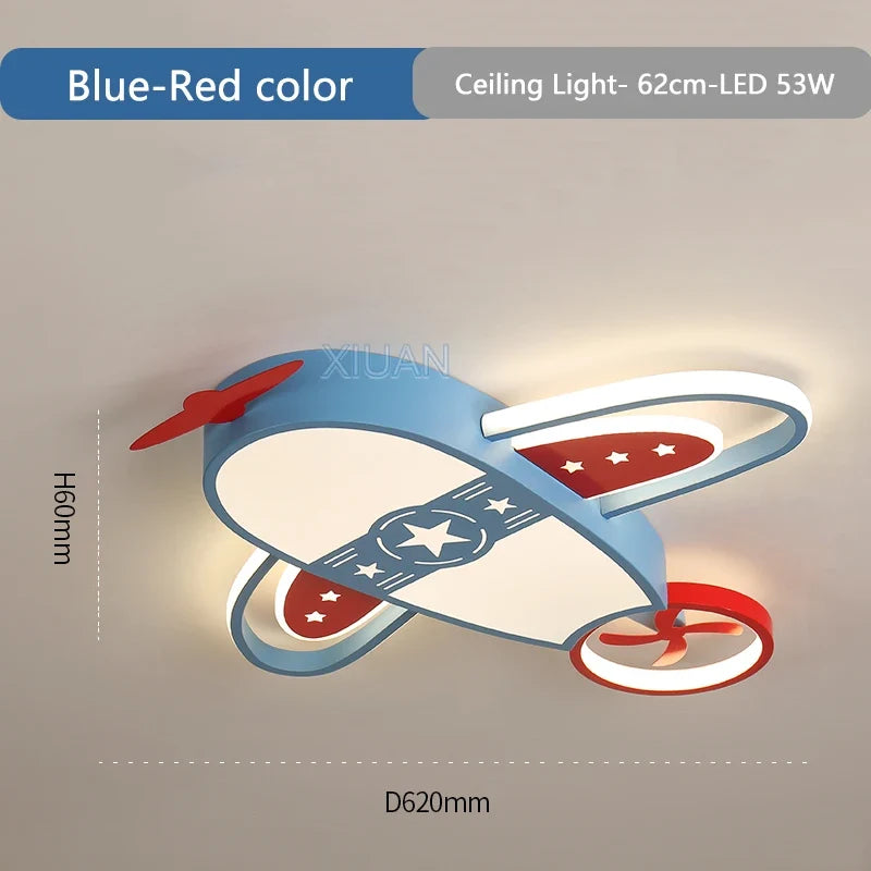 lustre avion moderne pour enfants avec éclairage télécommandé