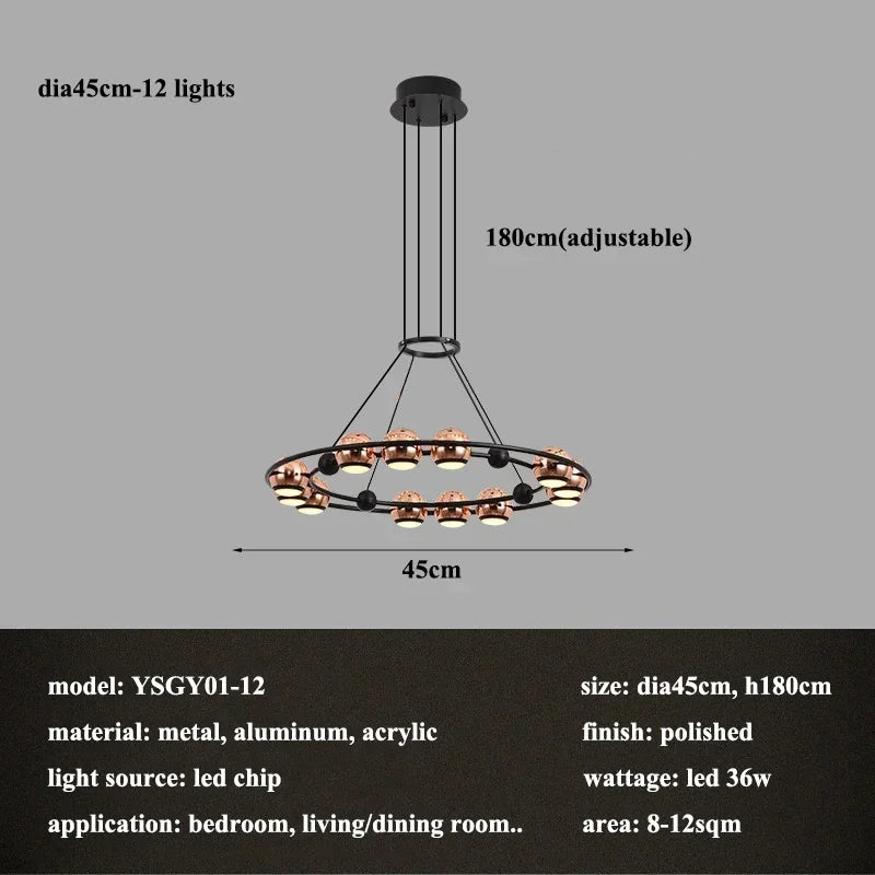lustre led créatif italien en forme de haricot pour décoration intérieure