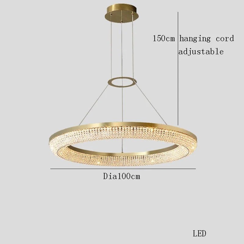 lustre de luxe led rond design moderne 	 pour intérieur
