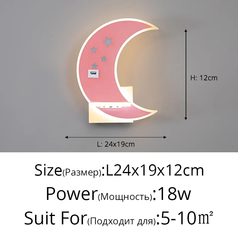 applique murale led lune design moderne minimaliste avec chargeur usb