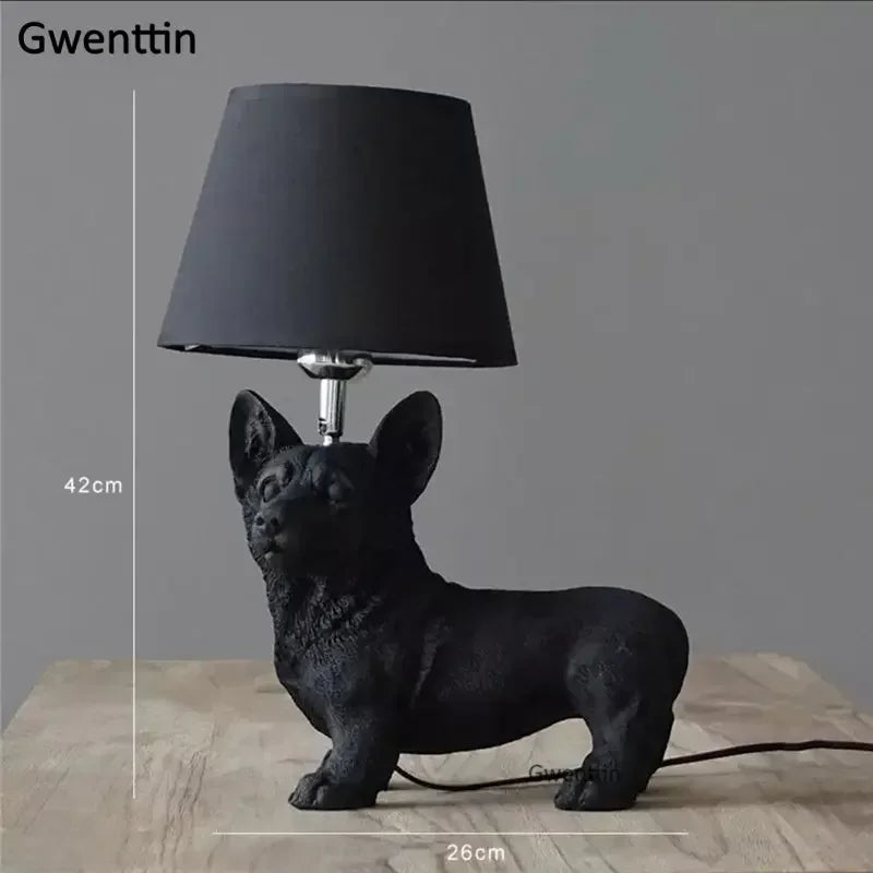 lampe de table moderne pour chiot en résine décorative